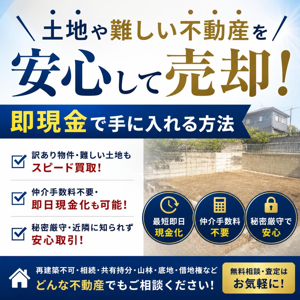土地や難しい不動産を安心して売却！即現金で手に入れる方法