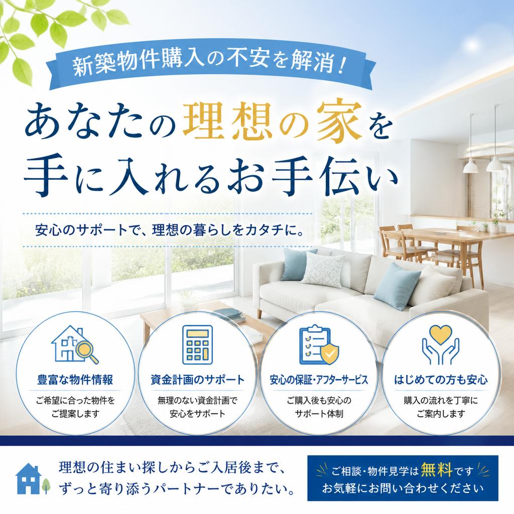 新築物件購入の不安を解消！あなたの理想の家を手に入れるお手伝い