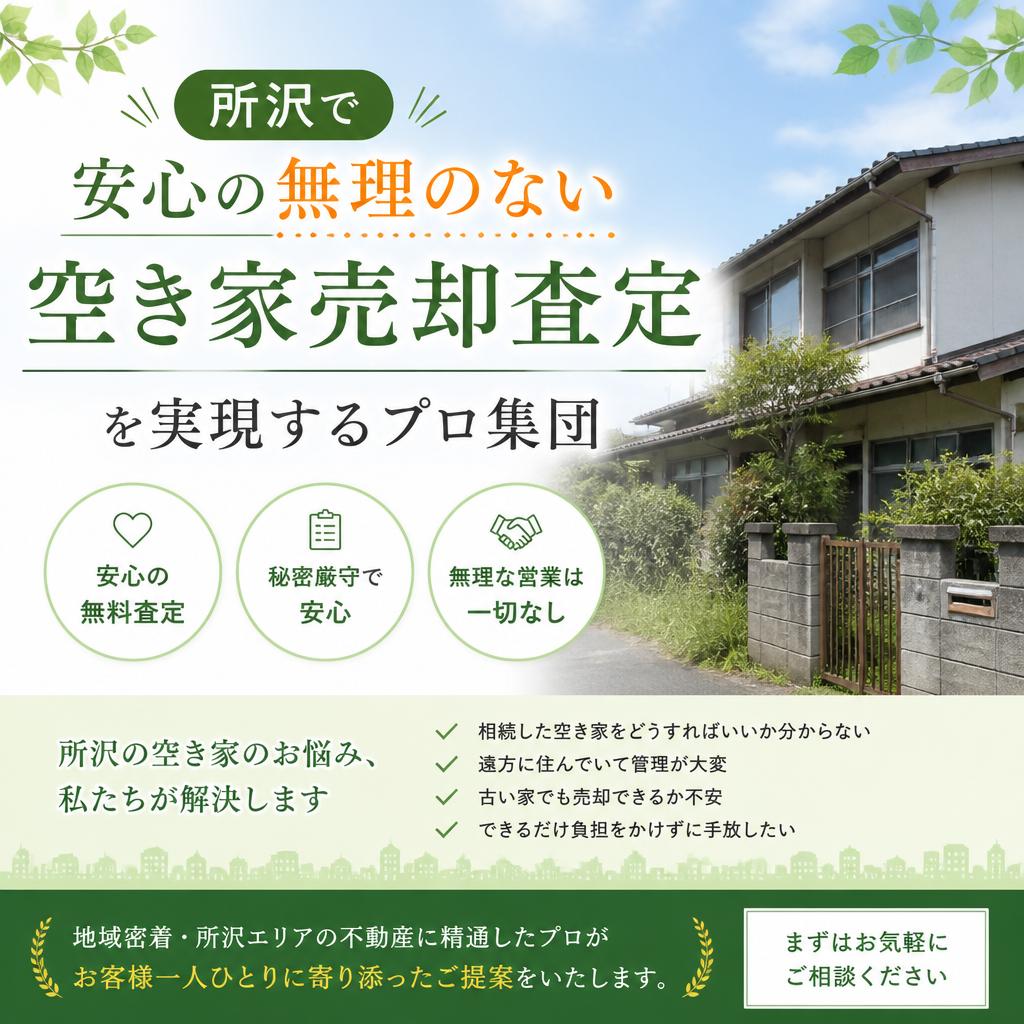 所沢で安心の無理のない空き家売却査定を実現するプロ集団
