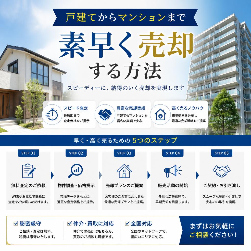戸建てからマンションまで、素早く売却する方法
