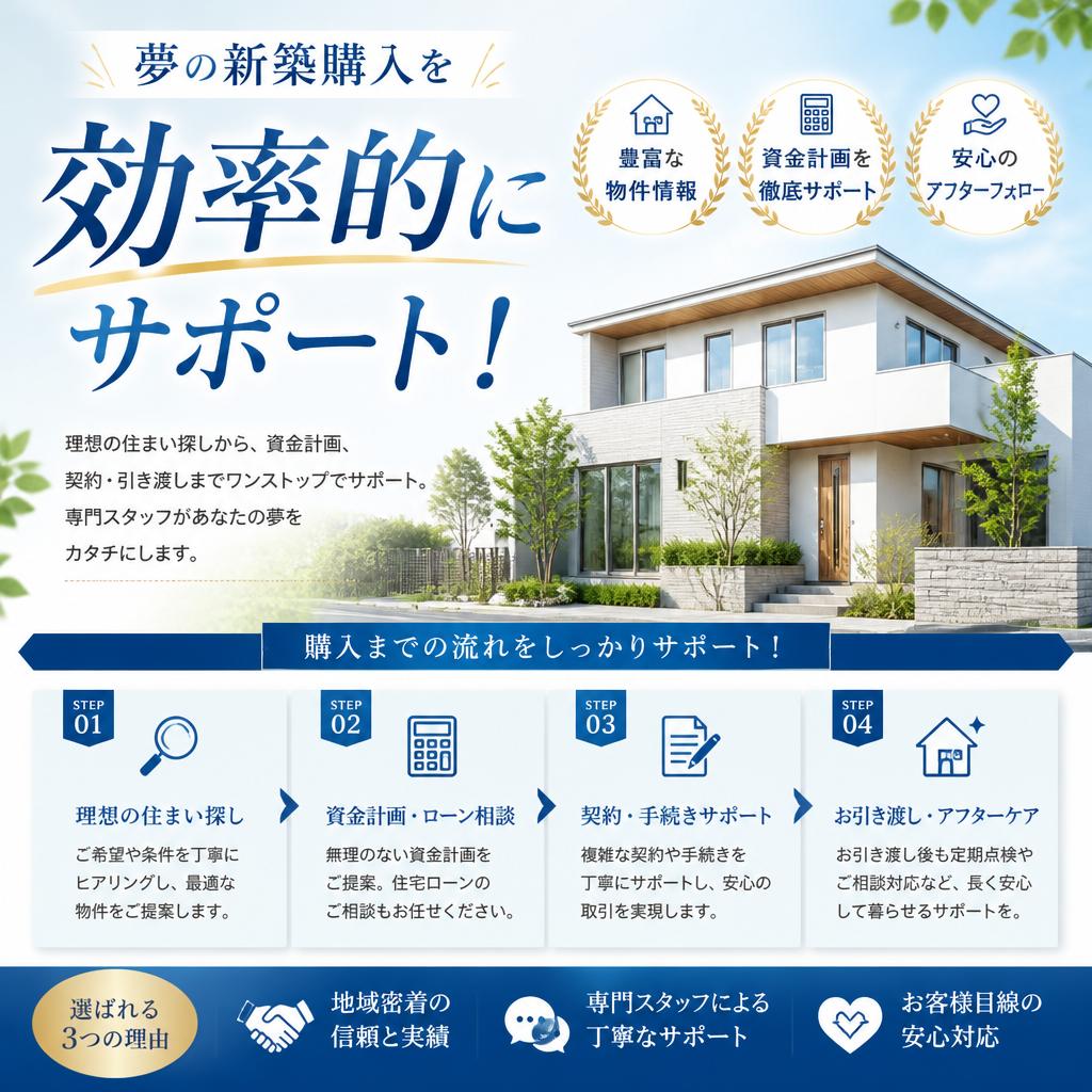 夢の新築購入を効率的にサポート！