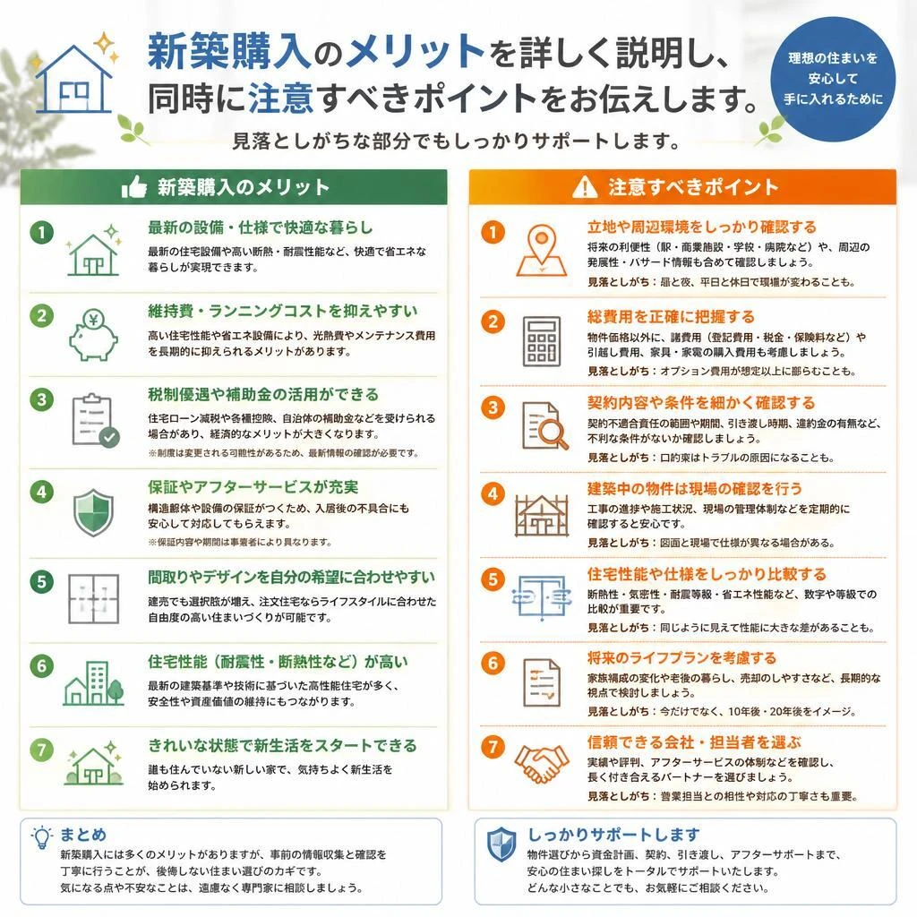 新築購入のメリットと注意点