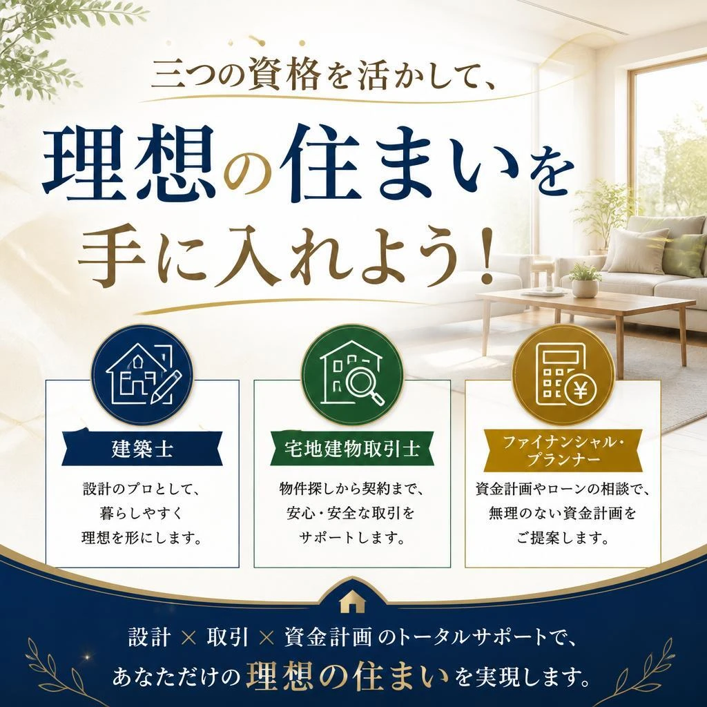 三つの資格を活かして、理想の住まいを手に入れよう！