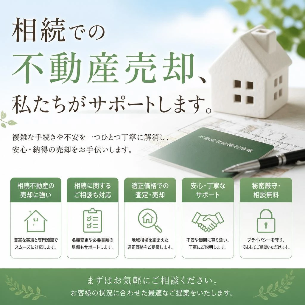 相続での不動産売却、私たちがサポートします。