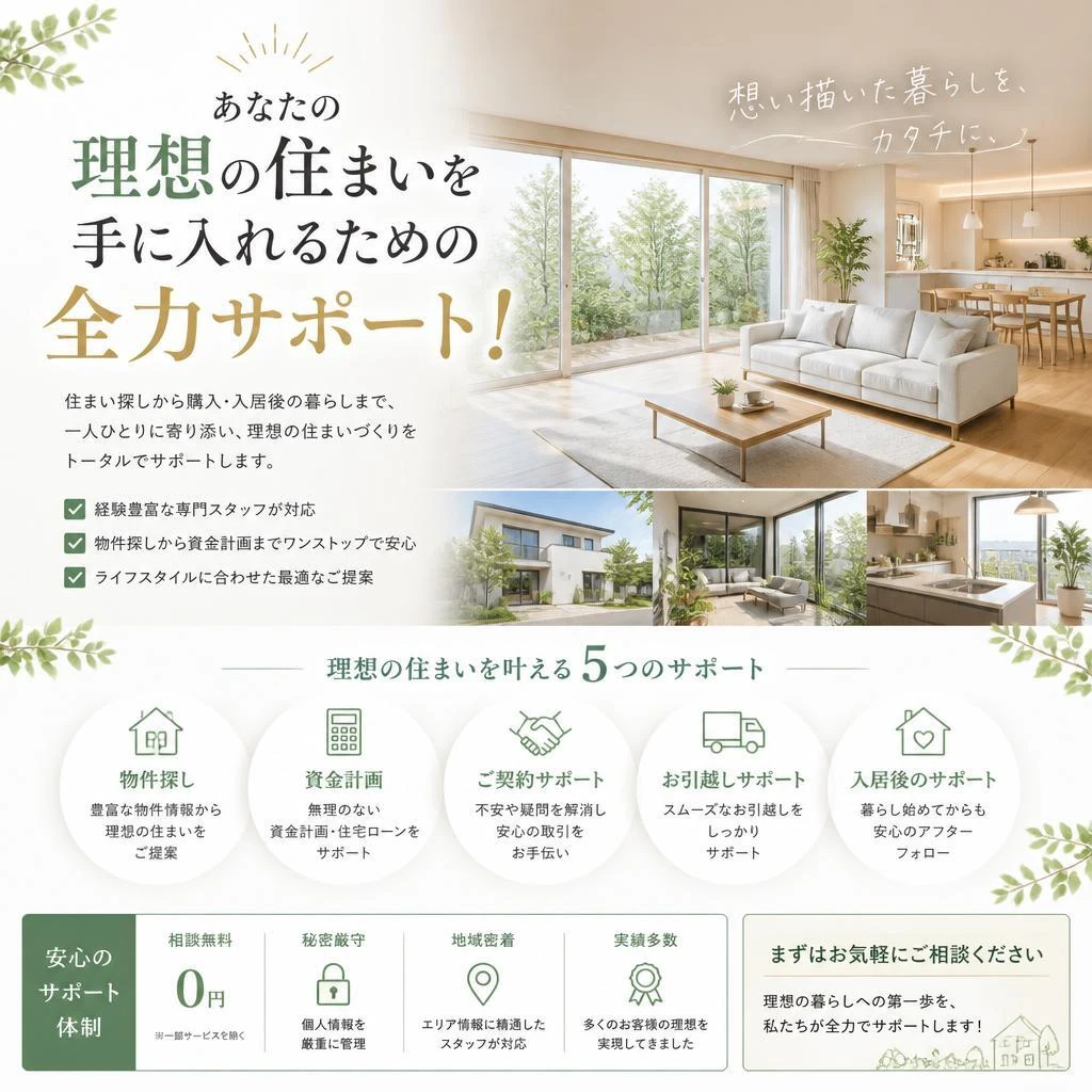 あなたの理想の住まいを手に入れるための全力サポート！