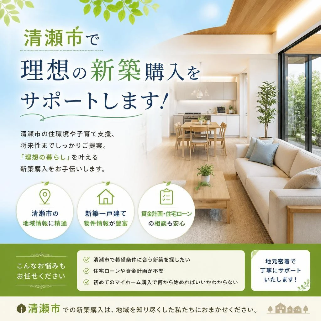 清瀬市で理想の新築購入をサポートします！