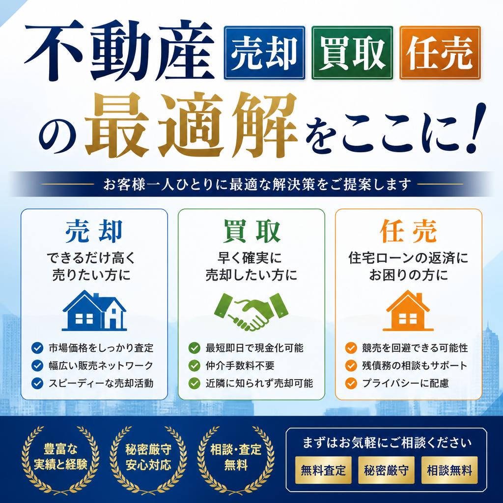 不動産売却、買取、任売の最適解をここに！