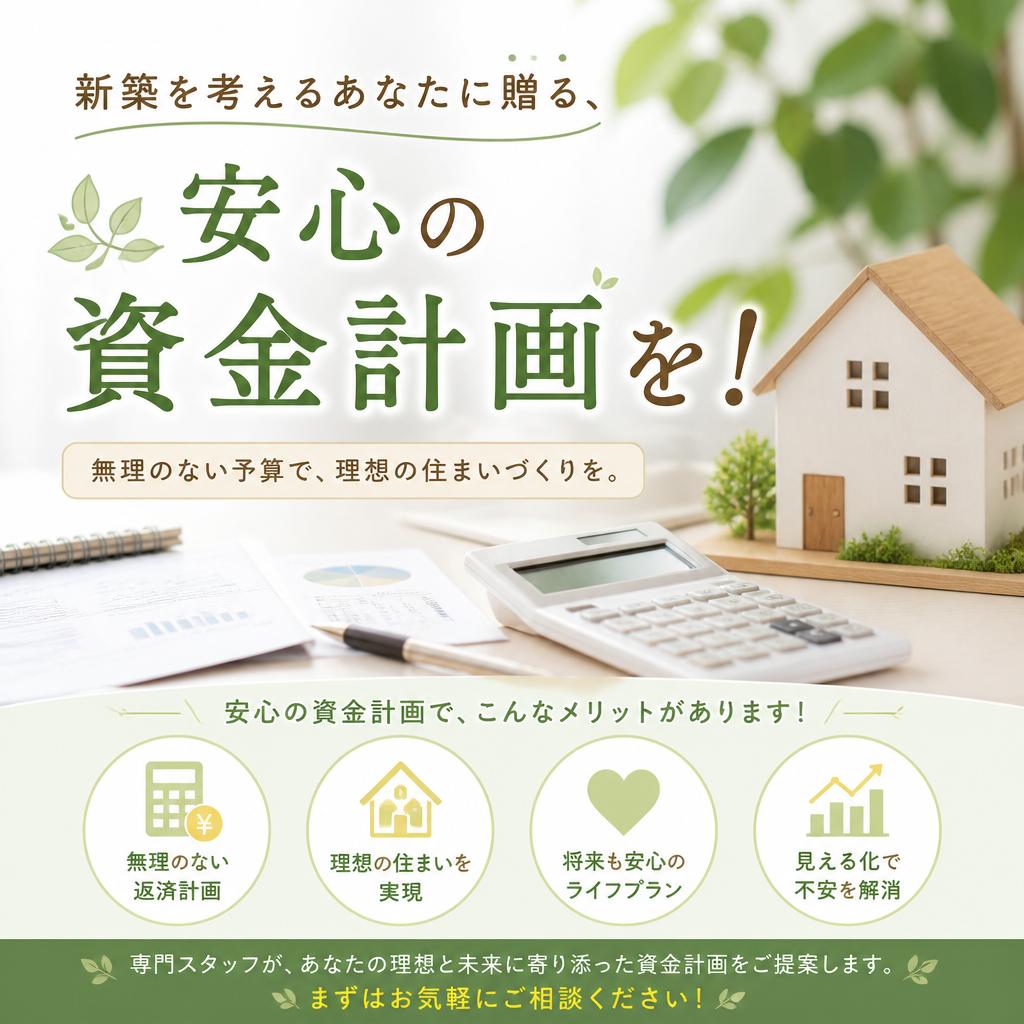 新築を考えるあなたに贈る、安心の資金計画を！
