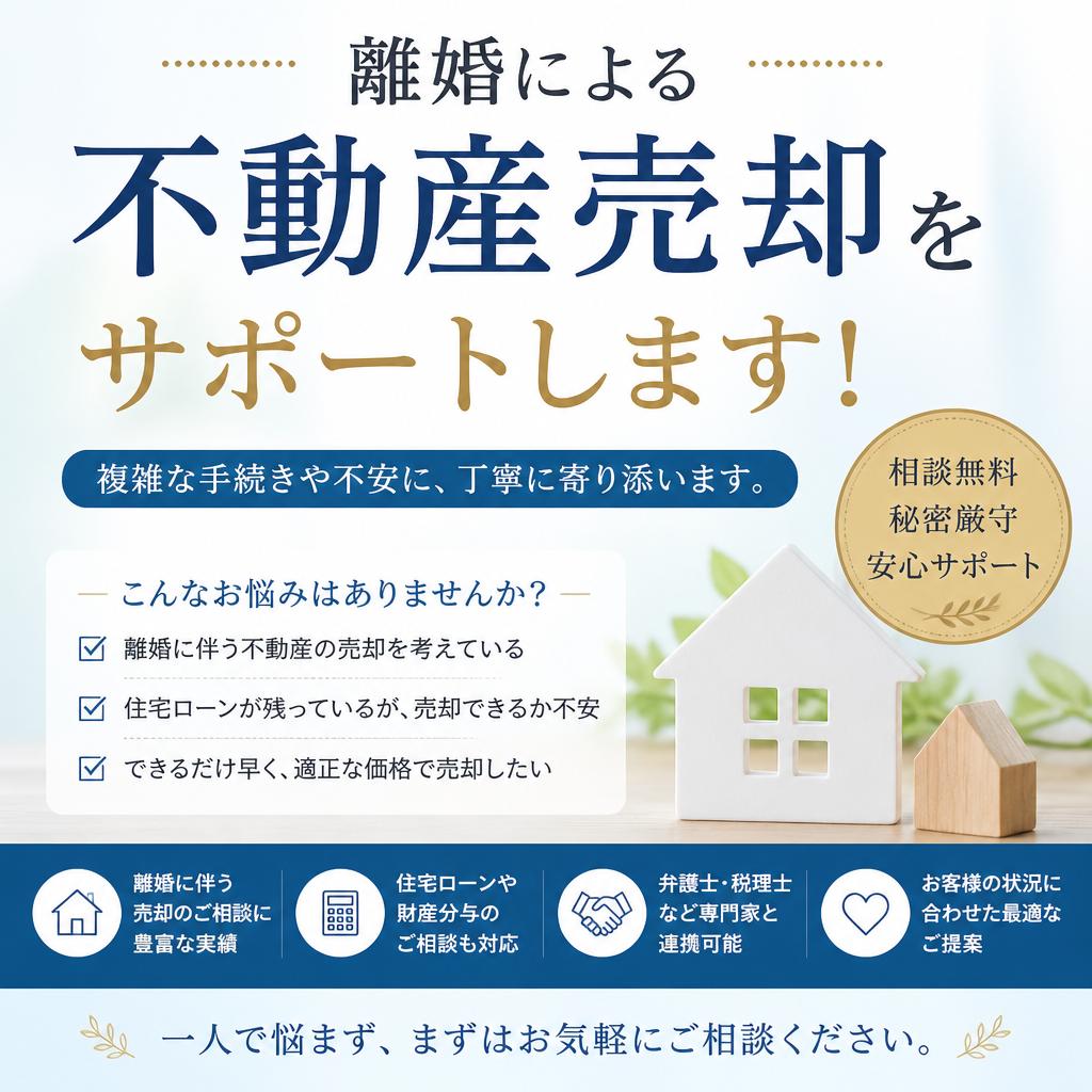 離婚による不動産売却をサポートします！