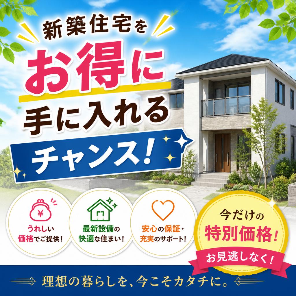新築住宅をお得に手に入れるチャンス！