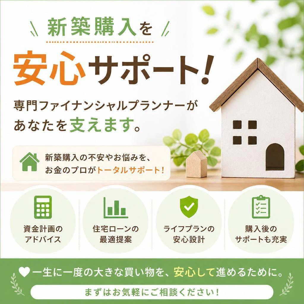 新築購入を安心サポート！専門ファイナンシャルプランナーがあなたを支えます。