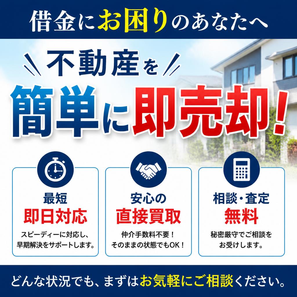 借金にお困りのあなたへ、不動産を簡単に即売却！