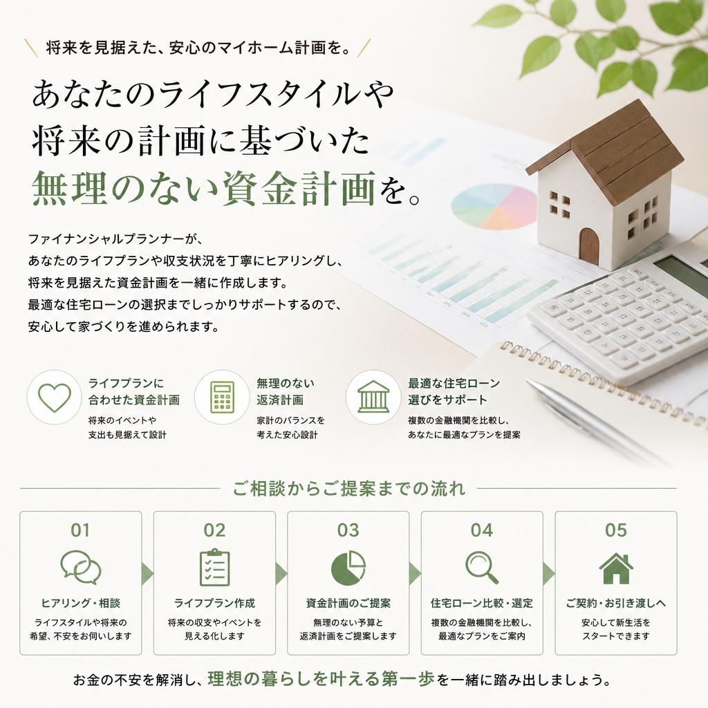 資金計画と住宅ローンのプロがサポート