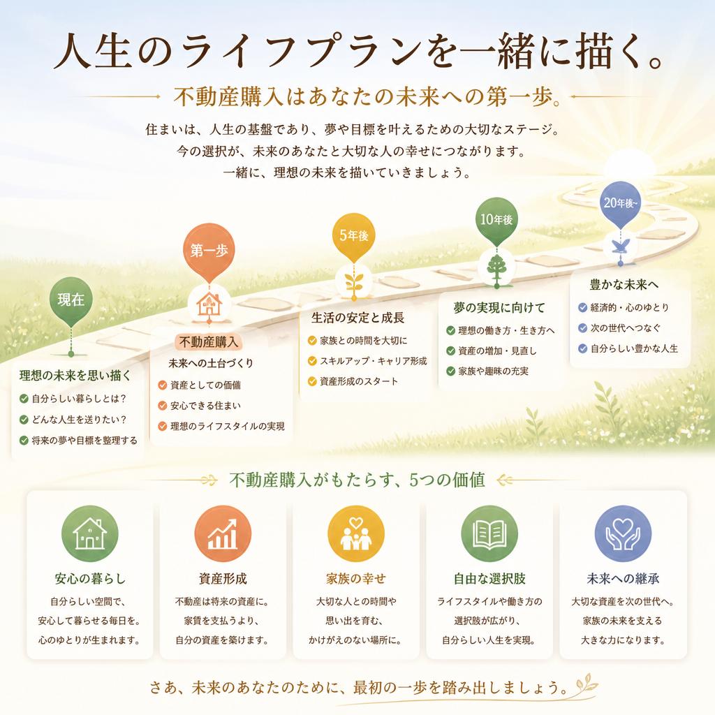 人生のライフプランを一緒に描く。不動産購入はあなたの未来への第一歩。