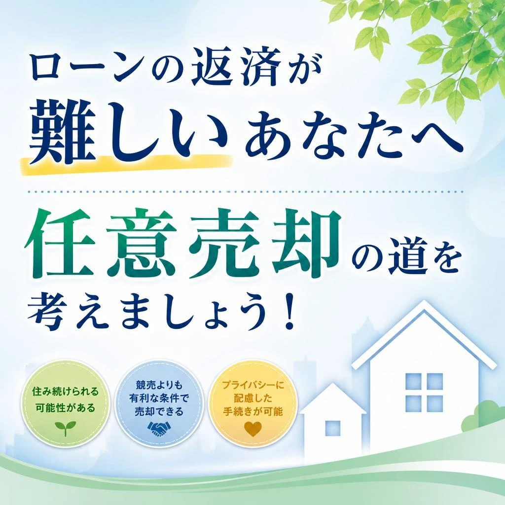 ローンの返済が難しいあなたへ<br>任意売却の道を考えましょう！