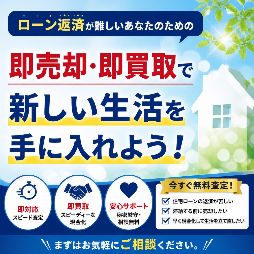 ローン返済が難しいあなたのための即売却・即買取で、新しい生活を手に入れよう！