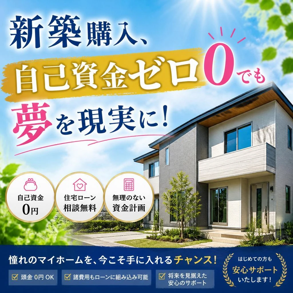 新築購入、自己資金ゼロでも夢を現実に！