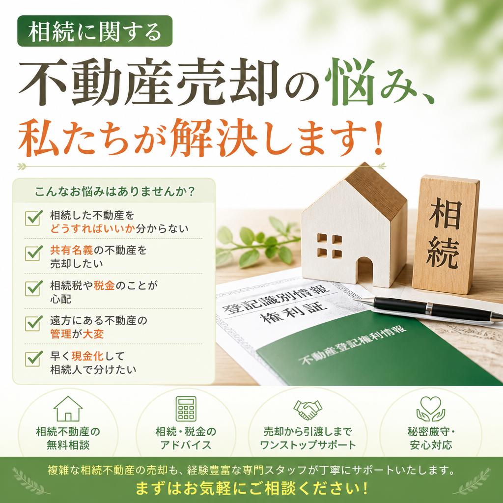 相続に関する不動産売却の悩み、私たちが解決します！
