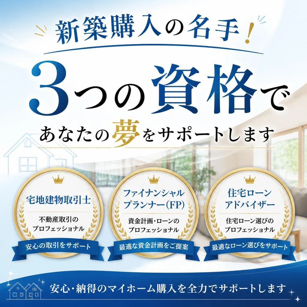 新築購入の名手！3つの資格であなたの夢をサポートします
