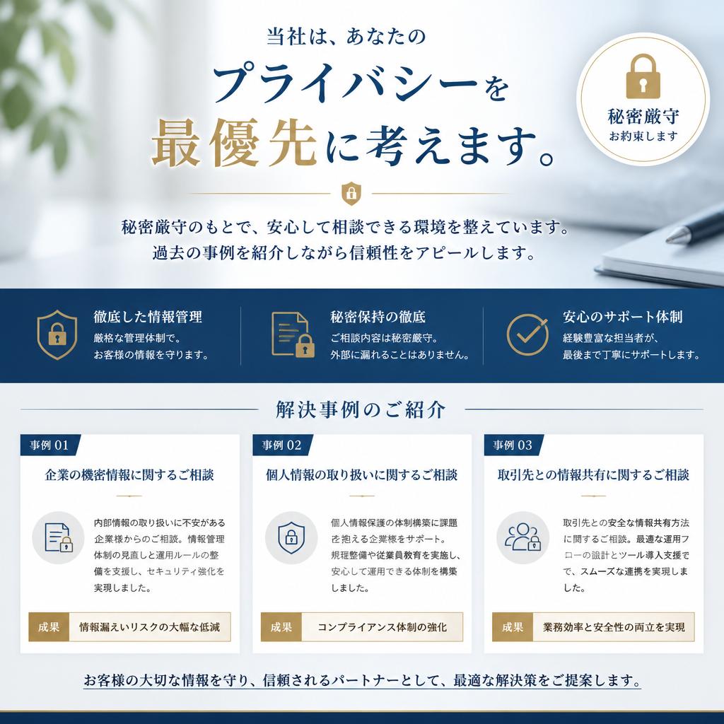 秘密厳守のサポート