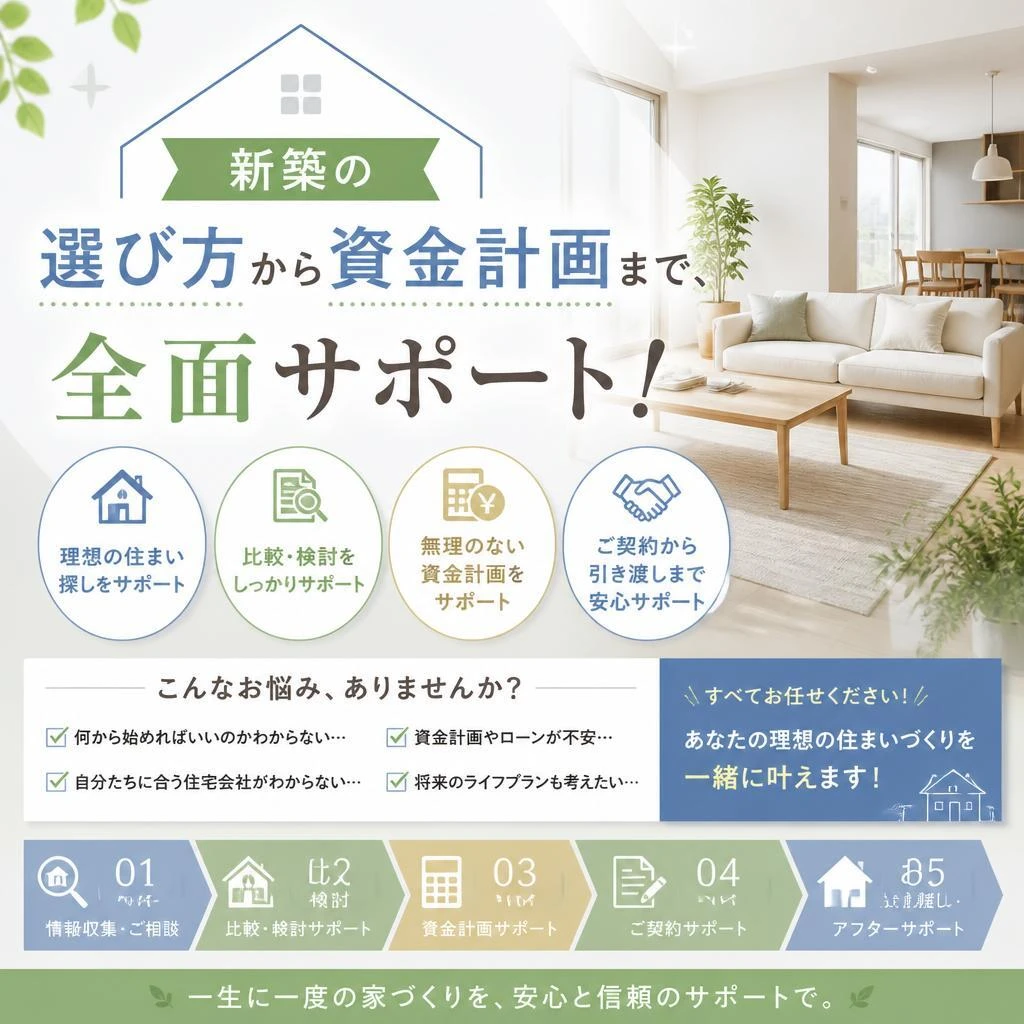 新築の選び方から資金計画まで、全面サポート！