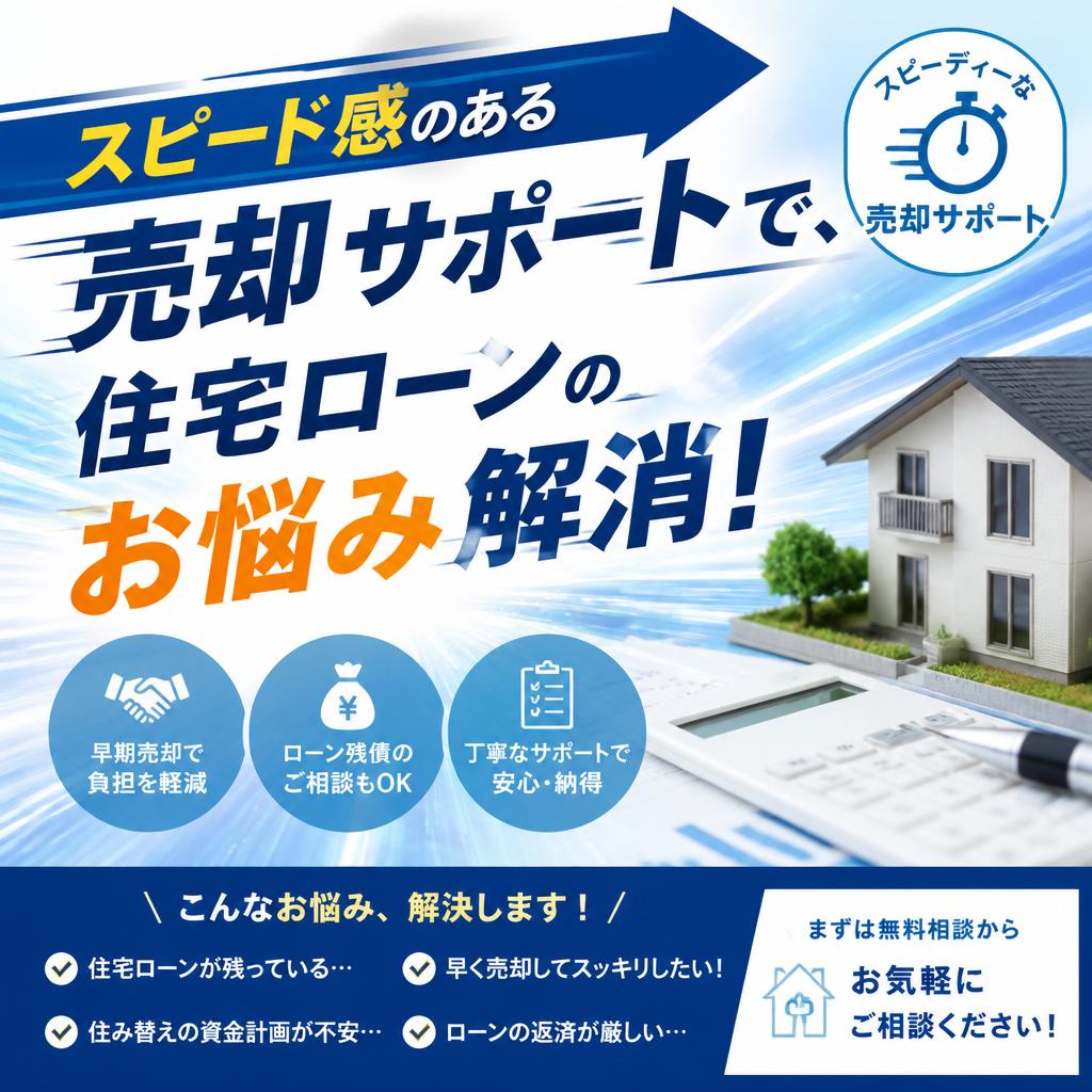 スピード感のある売却サポートで、住宅ローンのお悩み解消！