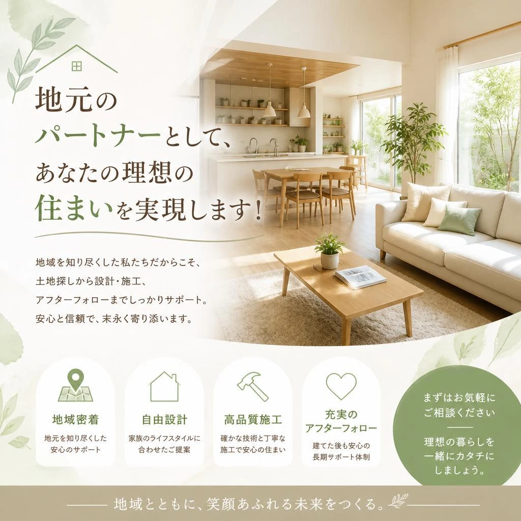 地元のパートナーとして、あなたの理想の住まいを実現します！
