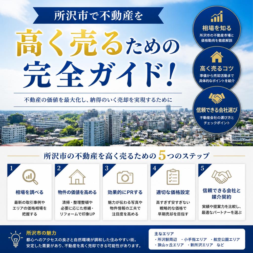 所沢市で不動産を高く売るための完全ガイド！