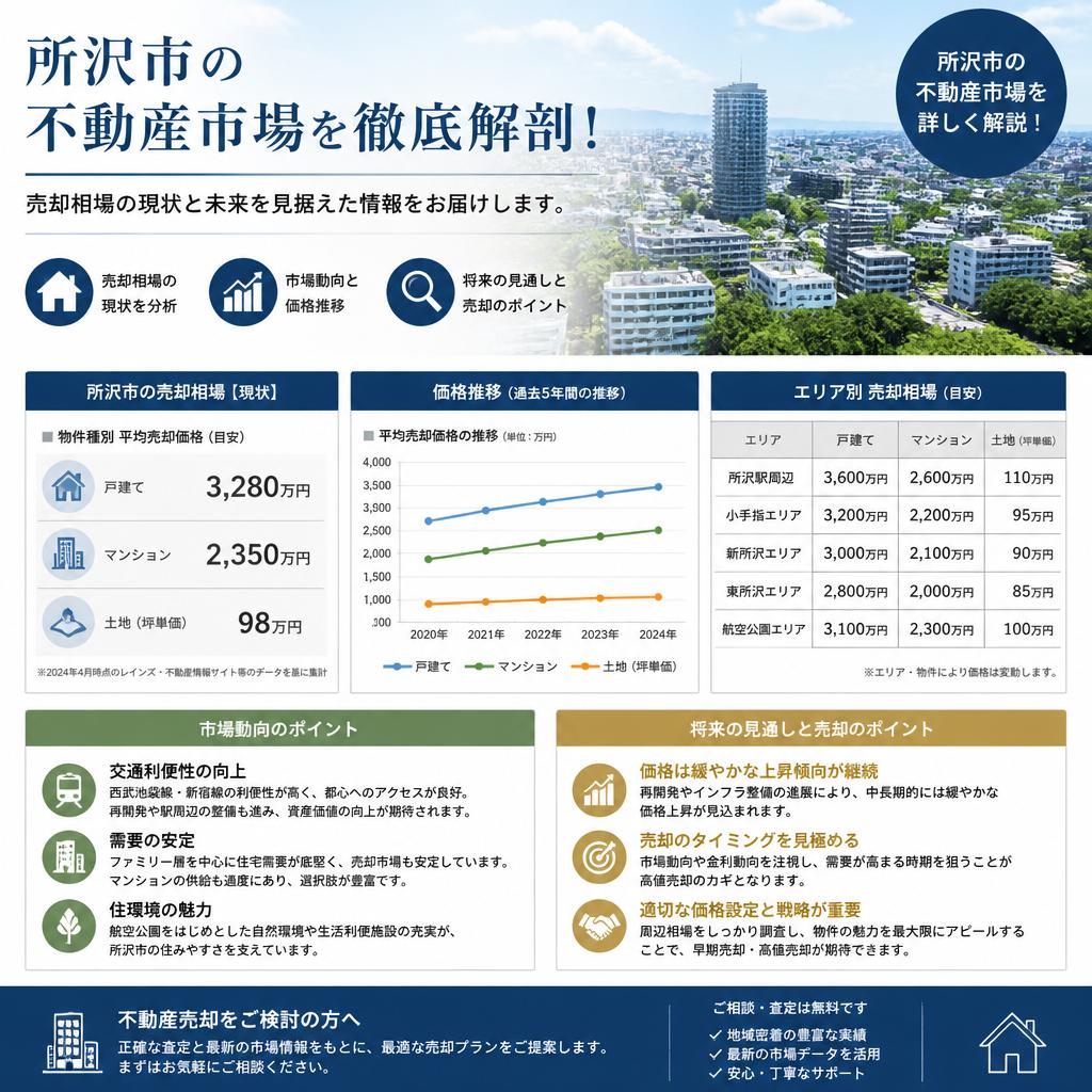 所沢市の不動産市場を徹底解剖！売却相場の現状と未来を見据えた情報をお届けします。
