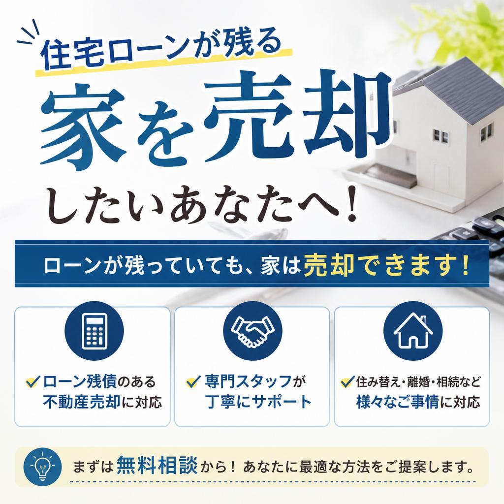 住宅ローンが残る家を売却したいあなたへ！