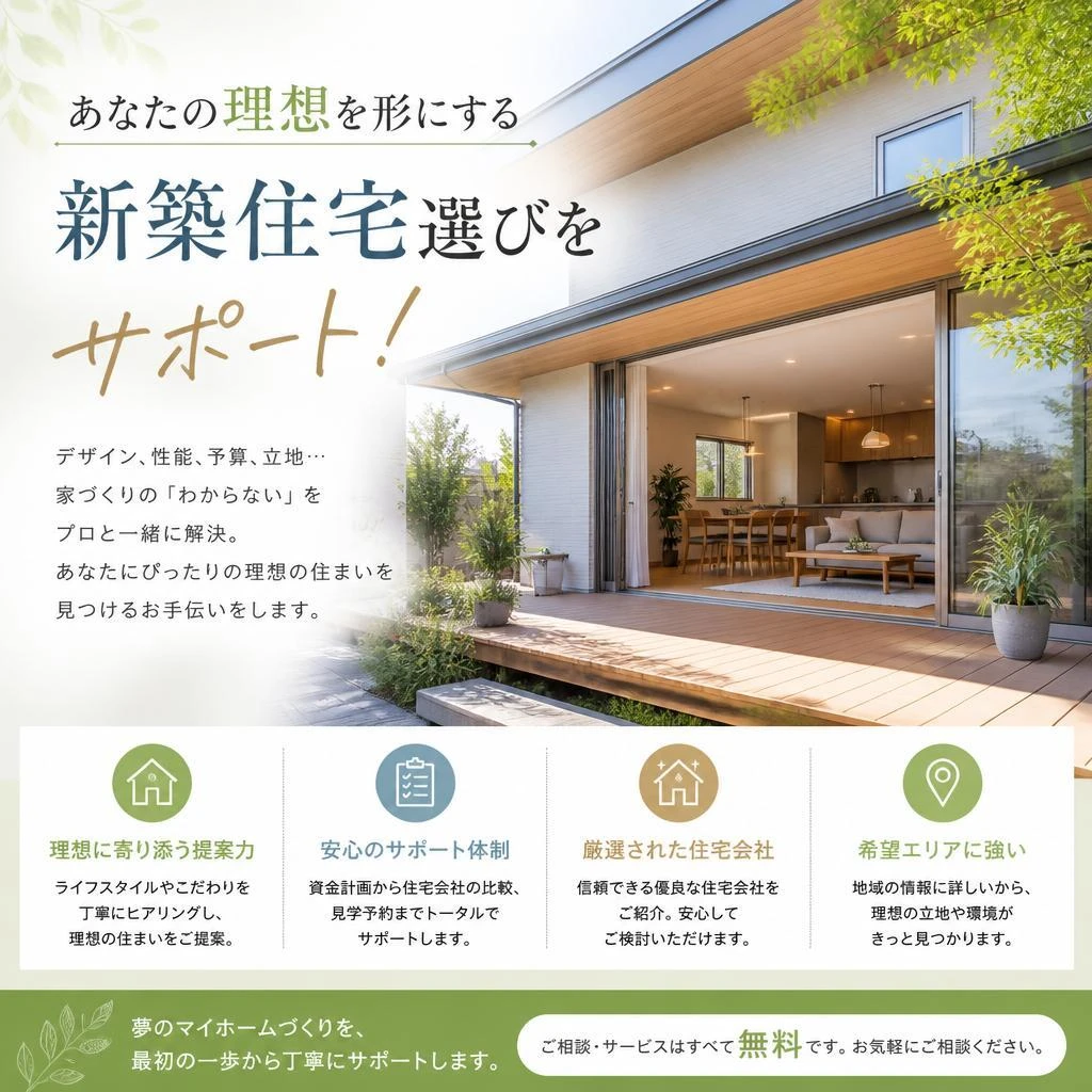 あなたの理想を形にする新築住宅選びをサポート！